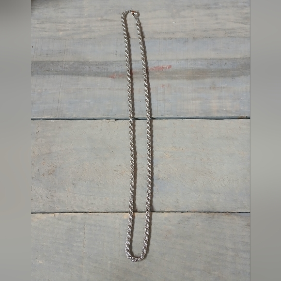 White Gold 14KGP Thick Rope Chain Necklace 22" - Picture 4 of 10